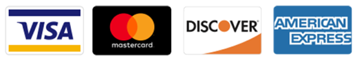Visa, Mastercard, Discover and American Express accepted