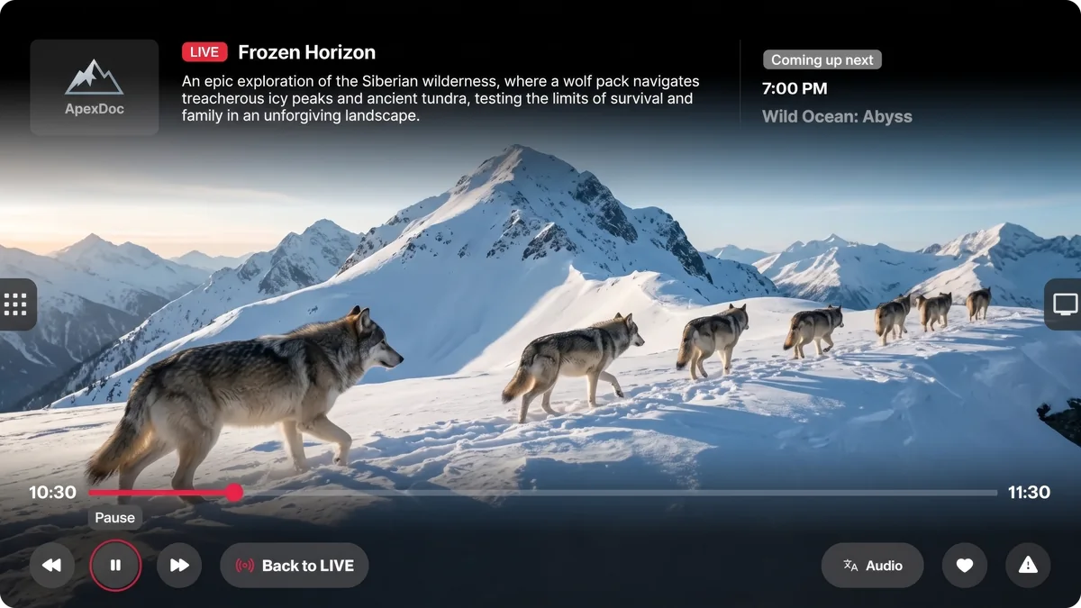 The Basis player with its playback controls open